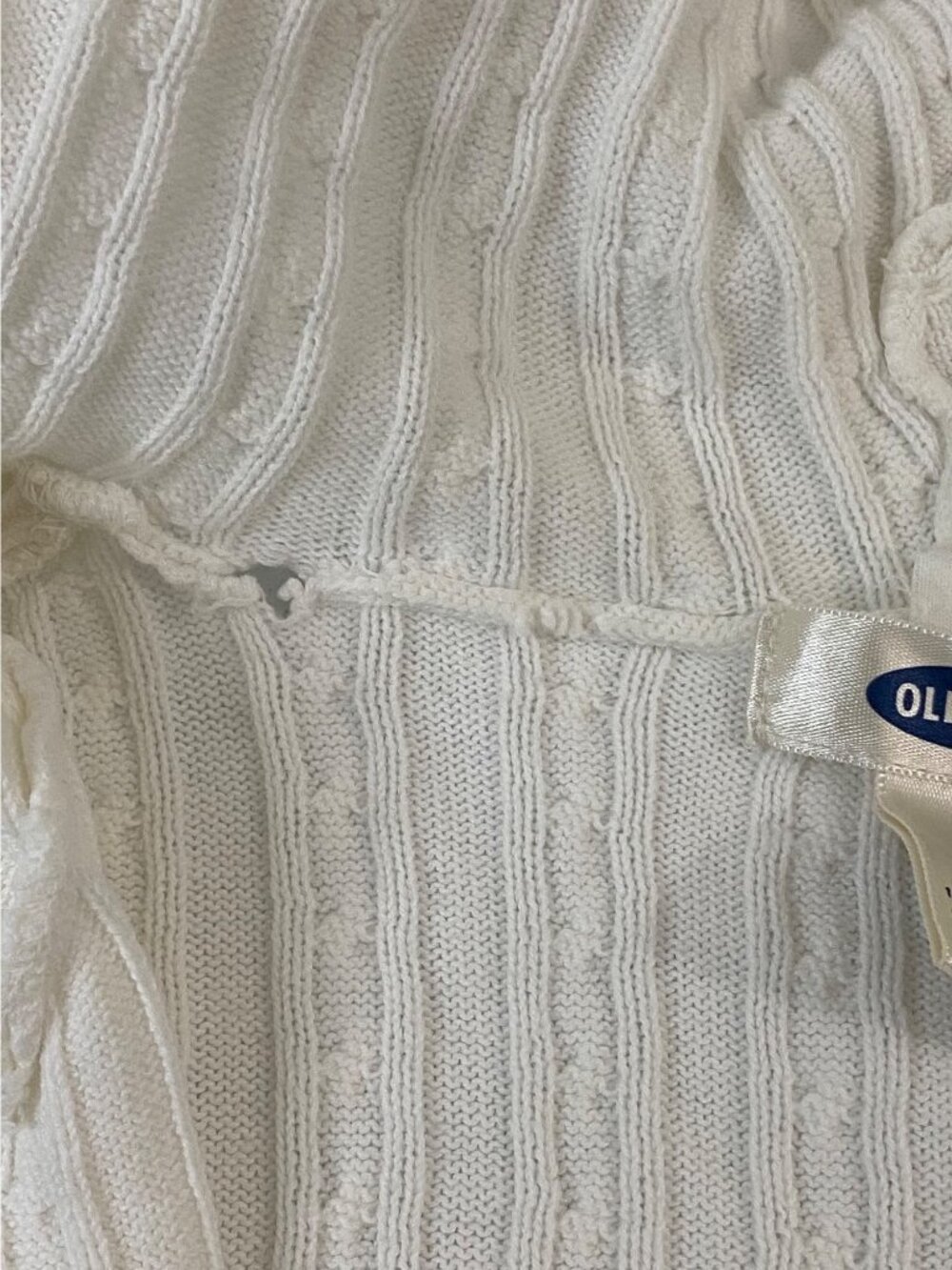 Old Navy Cable Knit Hoodie XS White Zip Up Cotton Sweater Womens - Picture 7 of 9